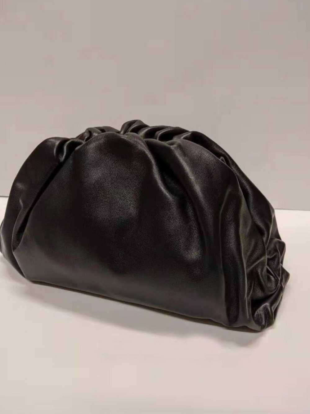 Bottega Veneta pouch, The Pouch Black Soft Ruched Pouch Clutch